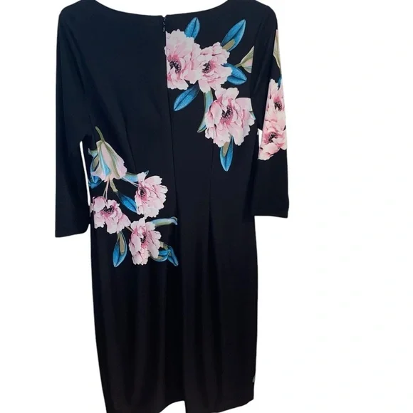 INC International concepts 34 sleeve black floral sheath  dress - Picture 10 of 13
